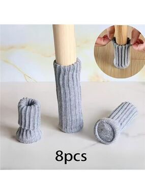 8pcs Grey Anti Slip Chair Leg Socks Furniture Protectors